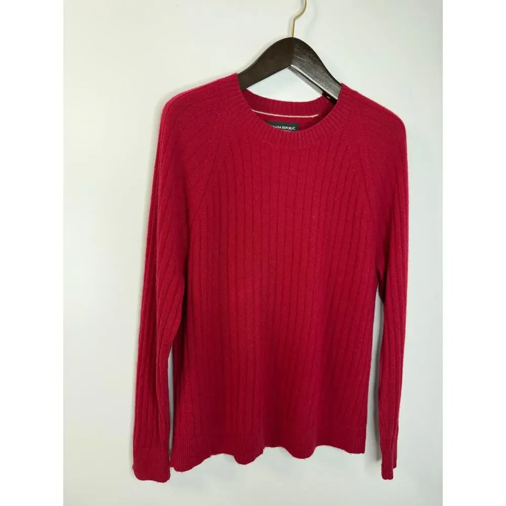 Banana Republic Cashmere Ribbed Crew Neck Sweater Men's L